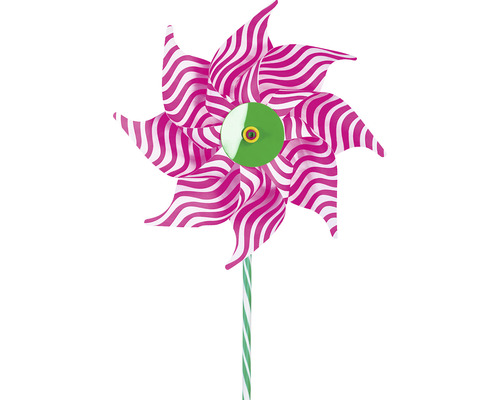 Větrník s růžovo-bílými pruhy a zeleným středem