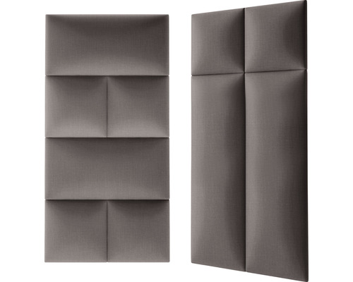 Dva zvuk pohlcující stěnové panely s geometrickým designem.