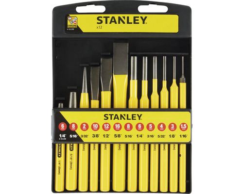 Sada děrovačů a sekáčů Stanley, dvanáctidílná, v sadě