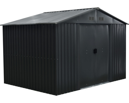 Kovový zahradní domek s dvoukřídlými dveřmi