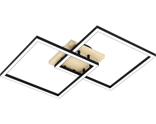 Čtvercové LED stropní svítidlo s dřevěnou aplikací