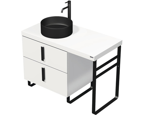 Koupelnová skříňka s umyvadlem Intedoor FORTY bílá 100,5 x 86,5 x 50,2 cm Umyvadlová skříňka s umyvadlem na desku, zásuvkami a vodovodní baterií