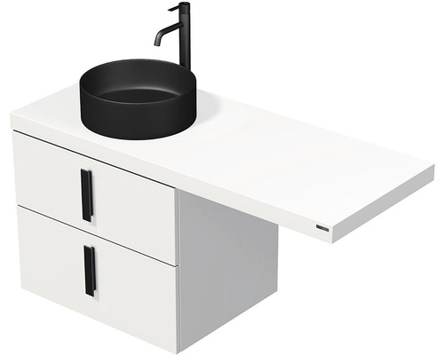Koupelnová skříňka s umyvadlem Intedoor FORTY bílá 120,5 x 74,5 x 50,2 cm Kombinace umyvadla s umyvadlem na desku, baterií a dvěma zásuvkami