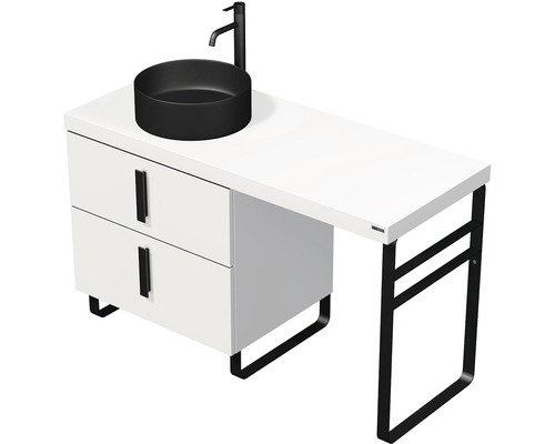 Koupelnová skříňka s umyvadlem Intedoor FORTY bílá 120,5 x 86,5 x 50,2 cm Umývadlová sestava s umyvadlem na desku a dvěma zásuvkami