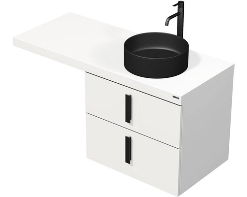 Koupelnová skříňka s umyvadlem Intedoor FORTY bílá 120,5 x 74,5 x 50,2 cm Umývadlová sestava s umyvadlem na desku a dvěma zásuvkami