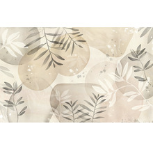 Abstraktní botanický design tapety s listy a kruhy