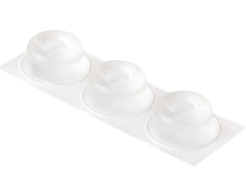 Tři transparentní nábytkové podložky na plastové kartě