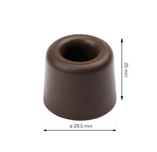 Hnědá gumová zarážka dveří, průměr 29,5 mm, výška 25 mm