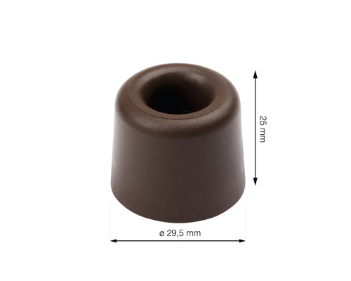 Hnědá gumová zarážka dveří, průměr 29,5 mm, výška 25 mm