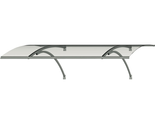 Stříška s transparentní střechou a šedými držáky