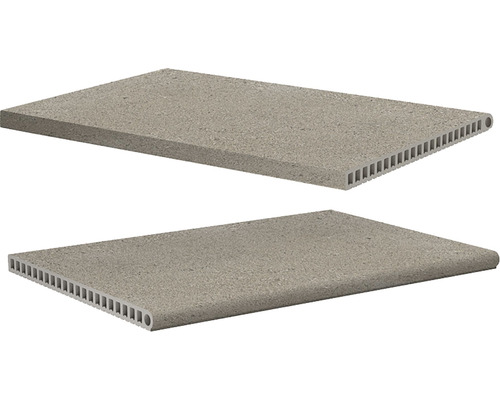 Keramická dlažba 45x75x3 cm Stone Milán Skimmer Arena Dva betonové obrubníky se zaoblenými hranami a větracími otvory