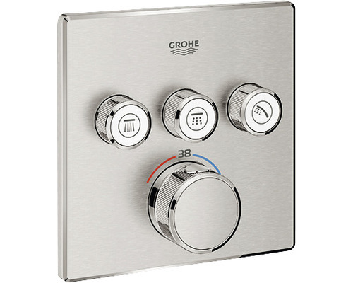 Podomítková termostatická sprchová baterie GROHE Grohtherm SmartControl 100 x 100 mm nerezová ocel 29126DC0