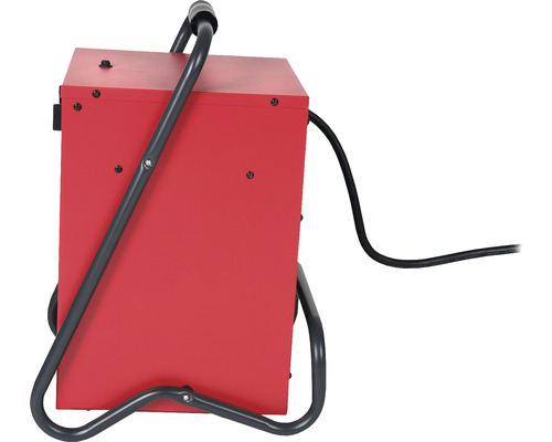 Červená nabíječka baterií s držadlem a napájecím kabelem