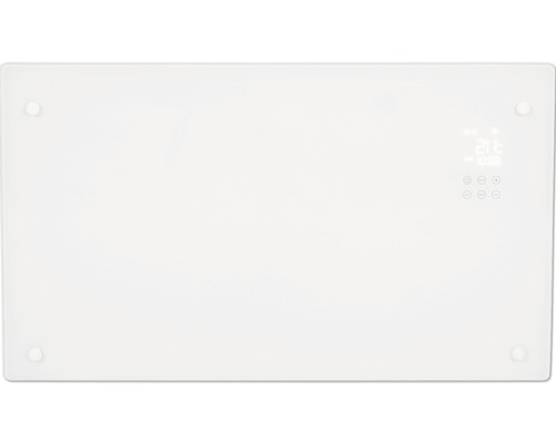 Bílé skleněné topení s digitálním ovládáním