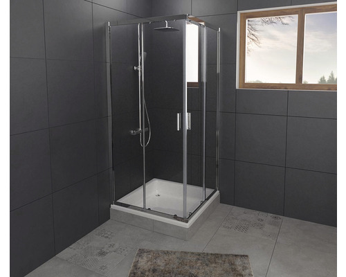 Sprchový kout RIHO HAMAR 2.0 R207 90x90x200 cm set se sprchovou vaničkou čtverec + DC04 GSET105 Rohová sprcha se sprchovou vaničkou v koupelně