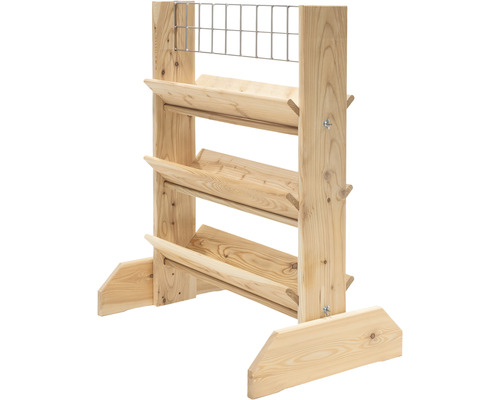 Dřevěný pěstební stůl se třemi úrovněmi a kovovou mřížkou