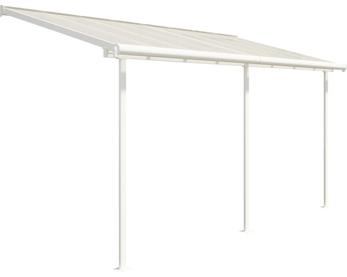 Zastřešení terasy s polykarbonátovými deskami a ocelovými podpěrami