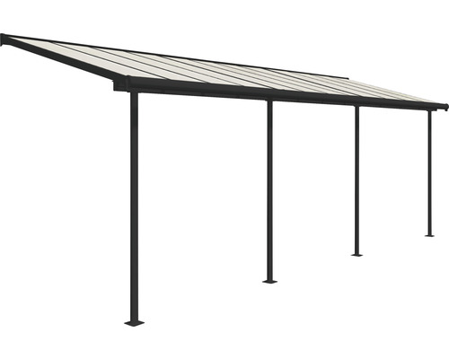 Volně stojící carport se čtyřmi sloupky a průhlednou střechou