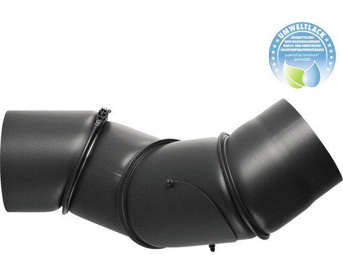 Kouřové koleno s dvířky černé Senotherm UHT-HYDRO Ø120 mm tloušťka stěny 2mm