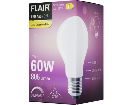 Balení stmívatelné LED žárovky Flair A60 s paticí E27