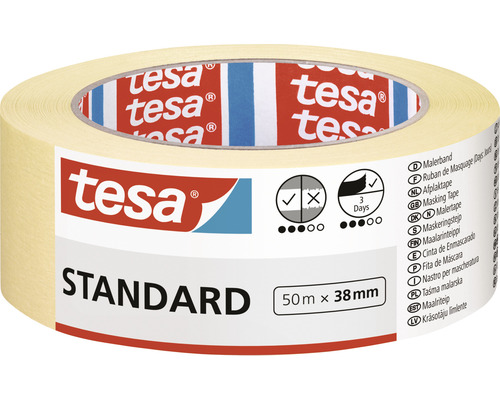 Maskovací páska Tesa standard, odstranění do 2 dnů, 50 m x 38 mm, smetanová-0