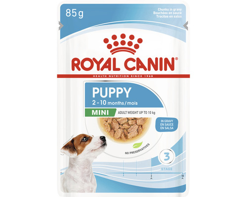 Kapsička pro štěňata ROYAL CANIN Mini Puppy malá plemena 85 g Krmivo pro štěňata Royal Canin Puppy Mini pro štěňata do 10 kilogramů konečné hmotnosti
