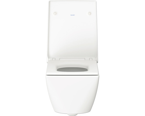 Závěsný hluboký splachovací klozet s otevřeným splachovacím okrajem a vyklopeným sedátkem