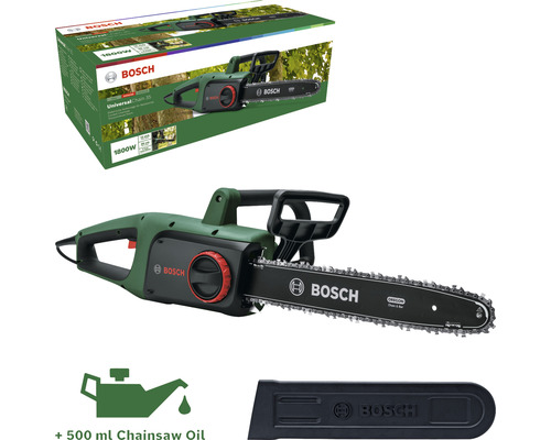 Řetězová pila Bosch UniversalChain 35 s obalem, krytem řetězu a 500 ml oleje na řetězy