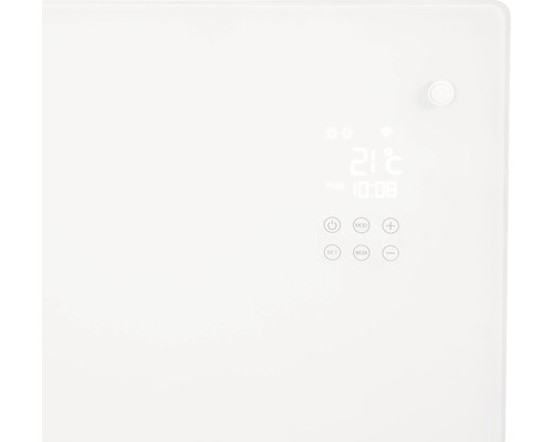 Detailní záběr termostatu radiátoru s digitálním displejem a ovládacími prvky