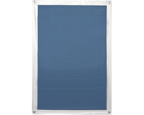 Modrá roleta s bílým rámem