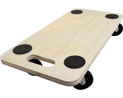 Dřevěná stěhovací deska s kolečky a otvorem pro úchop