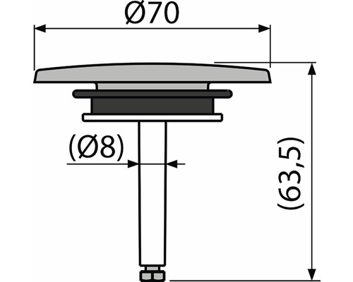 Technický nákres výpustného ventilu s rozměry