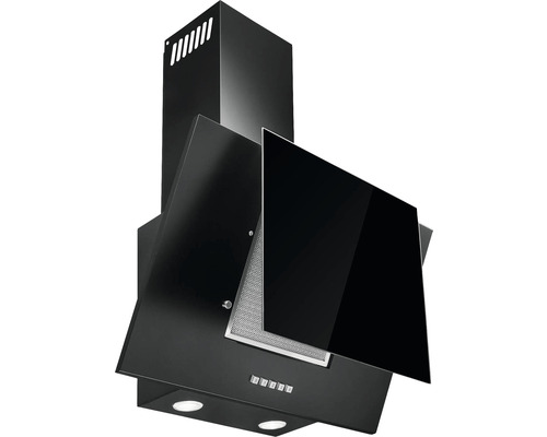 Černý odsavač par ze skla a kovu