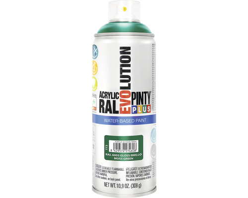 Barva ve spreji PINTYPLUS EVO vodní báze 400ml RAL6005 Sprej s akrylovou barvou na vodní bázi