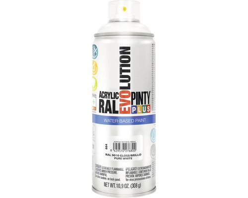Barva ve spreji PINTYPLUS EVO vodní báze 400ml RAL9010L Sprej s akrylovou barvou na vodní bázi