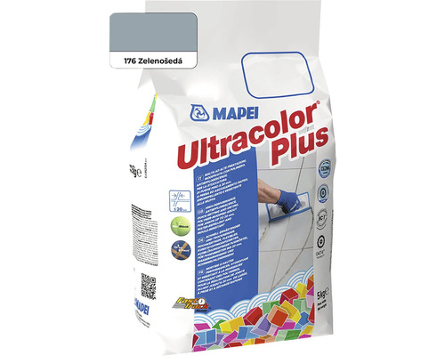 Spárovací hmota Mapei Ultracolor Plus 176 zelenošedá 5 kg Mapei Ultracolor Plus spárovací hmota barva 176 zelená šedá v 5 kilogramovém balení