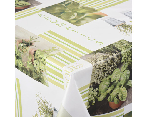 PVC ubrus metráž Venilia Aromatics šířka 140 cm Ubrus s motivem bylinek