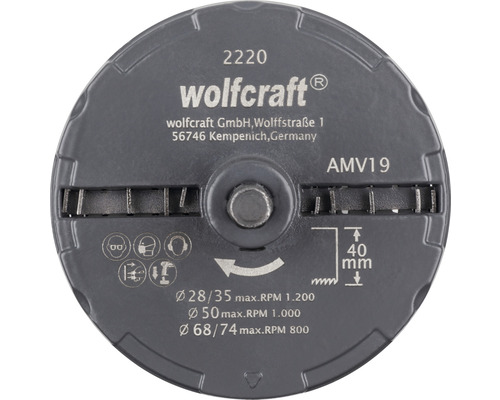 Vykružovák Wolfcraft Ø 28-74 mm, sada 5 dílů
