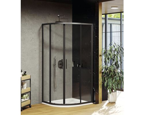 Sprchový kout s rohovým vstupem RAVAK Blix Slim 90 cm barva rámu černá dekor skla čiré sklo X3BM70300Z1