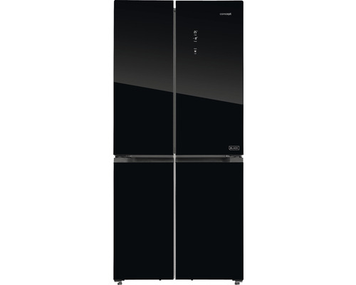 Černá čtyřdveřová chladnička s logem Concept