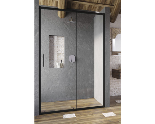Sprchové dveře do niky Sprchové dveře pro sprchovou zástěnu RAVAK Blix Slim 100 cm barva rámu černá dekor skla čiré sklo X0PMA0300Z1