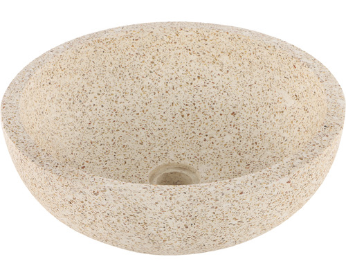 Umyvadlo na desku Differnz Terrazzo beton přírodní kámen béžová hnědá 40 cm 38.010.56
