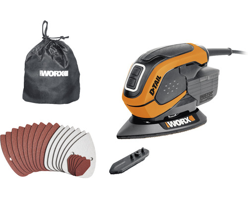 Akumulátorová multifunkční bruska Worx s příslušenstvím a prachovým sáčkem
