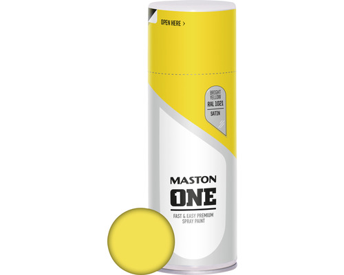 Barva ve spreji ONE 400ml řepková žlutá satin RAL1021 Maston One sprej, zářivě žlutá, RAL 1021, polomatný