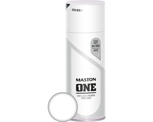 Lak ve spreji Maston ONE Satin RAL9003 signálně bílý 400 ml Mastons One sprej, signální bílá RAL 9003, satén