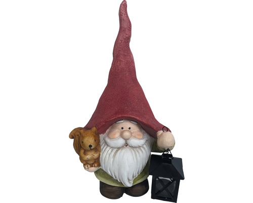 Zahradní trpaslík s lucernou a figurkou veverky