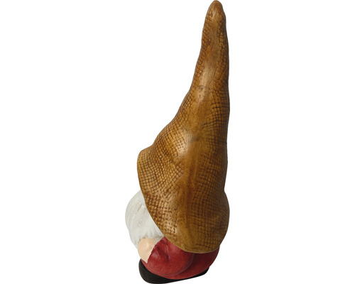 Zahradní trpaslík se špičatou čepicí, pohled zezadu