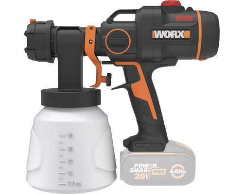 Stříkací systém na barvy Worx s akumulátorem a nádobou