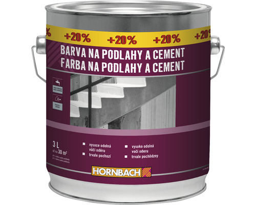 Barva na podlahy a cement v kovovém kbelíku s logem Hornbach