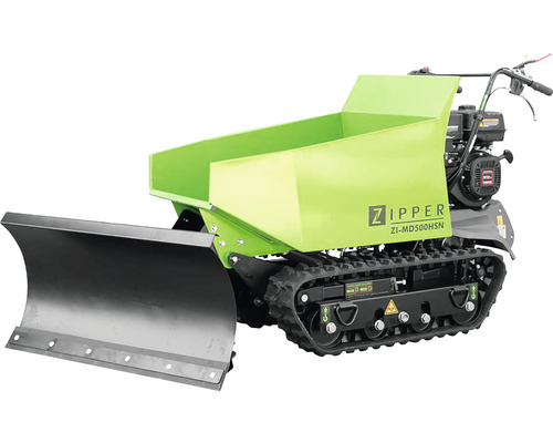 Pásový přepravník Zipper ZI-MD500HSN, 300 cm³, 6,8 kW, včetně sněhové radlice Minidumper Zipper se sněhovou radlicí